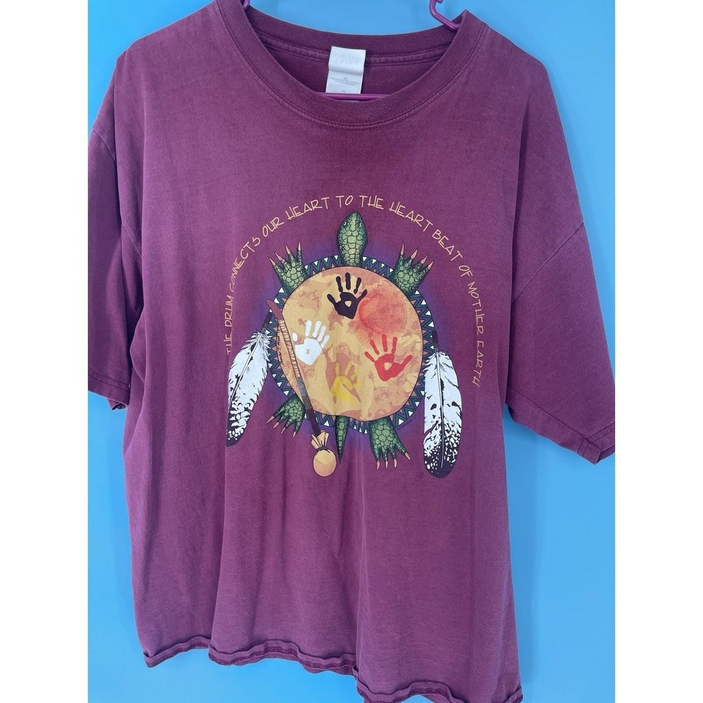 Lakota Designs Native American First Nation Turtle Drum T-Shirt Adult Size XL